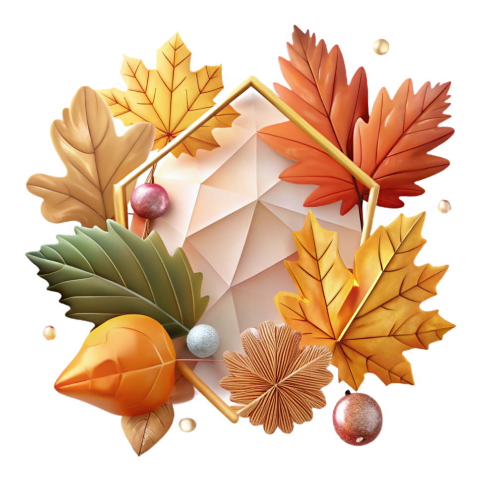 dramatic creative Autumn Leaves Frame Design Cutout Isolated original png