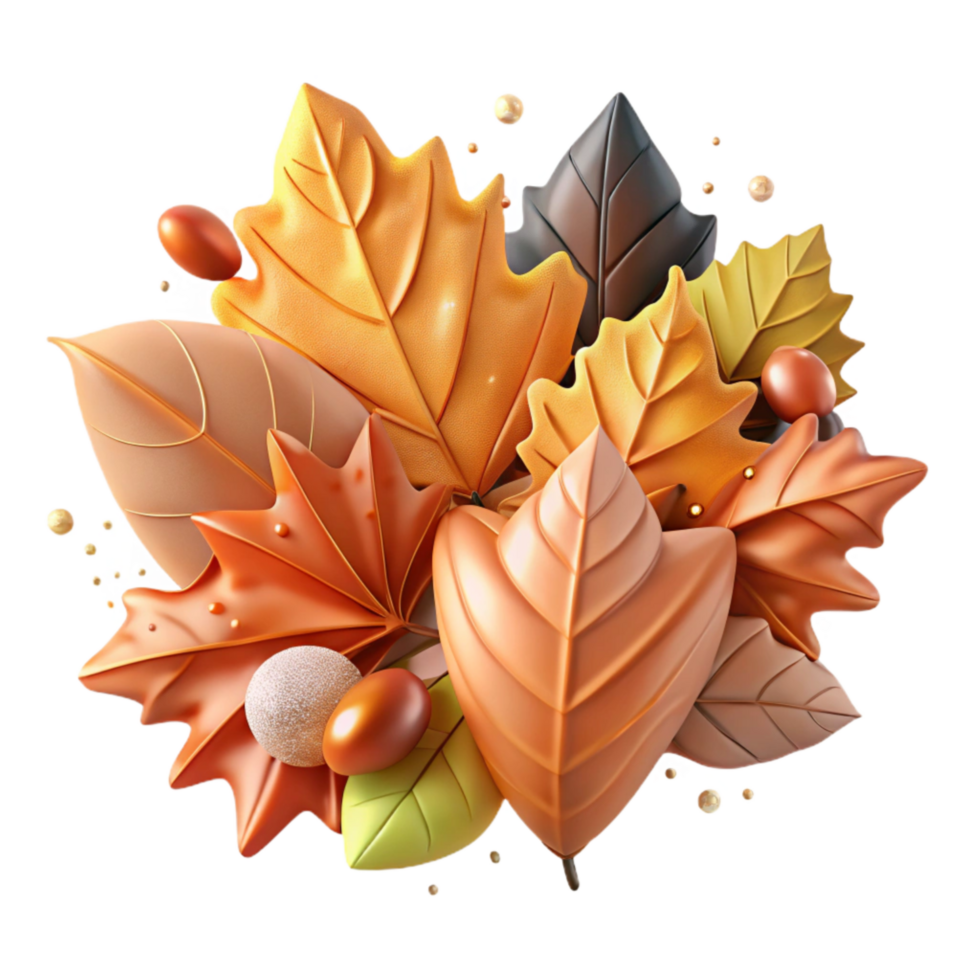serene modern Autumn Leaves Pile Design Cutout original png