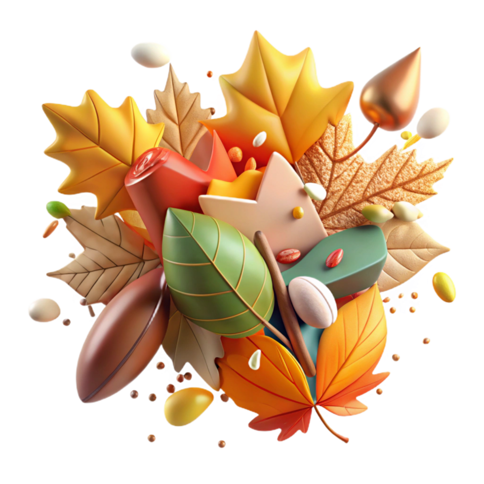 stunning abstract Autumn Leaves Pile Colorful Mix Cutout high quality png