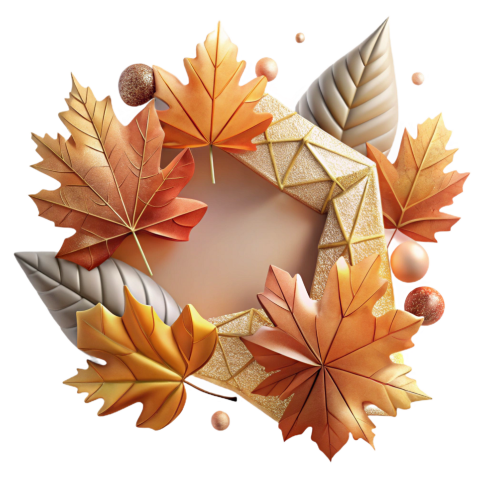 beautiful rustic Autumn Leaves Frame Corner Cutout Isolated genuine png