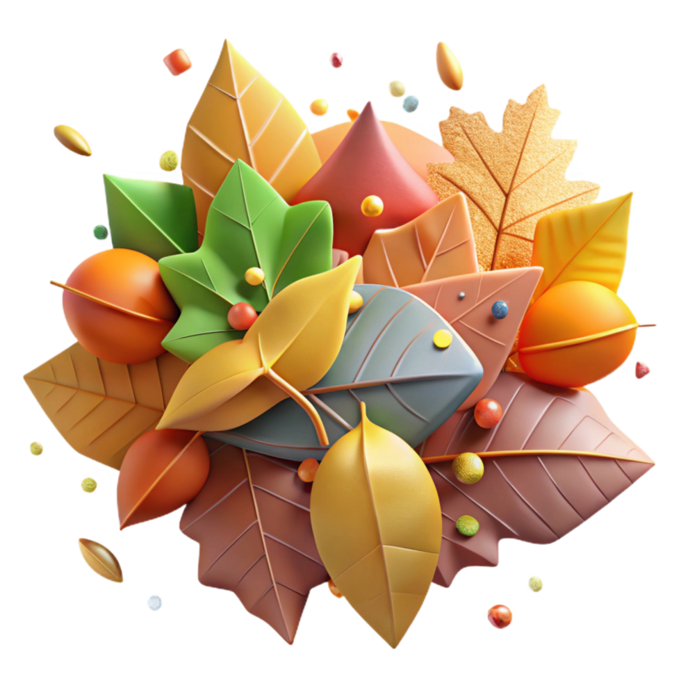 wonderful abstract Autumn Leaves Pile Colorful Mix Cutout high resolution png