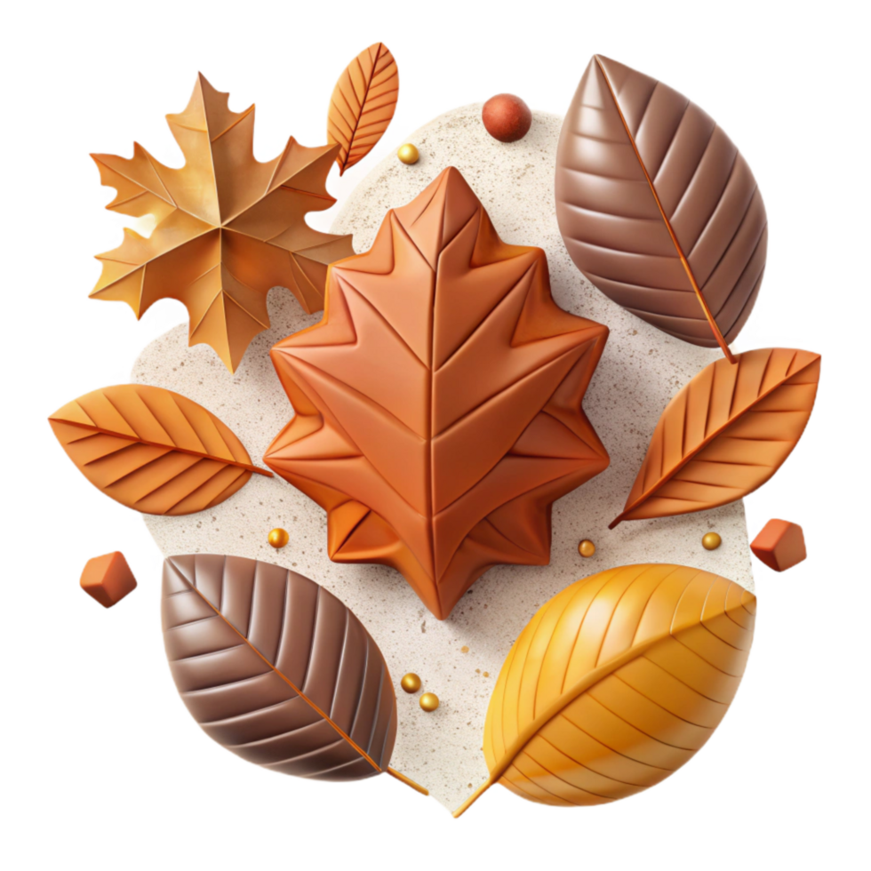 elegant classic Autumn Leaves Pattern Cutout Isolated Element authentic png