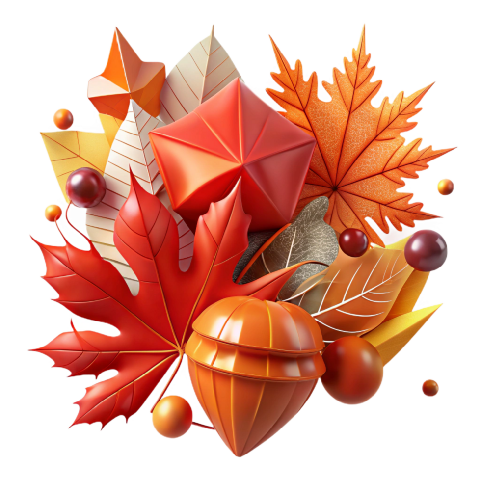 magnificent creative Autumn Leaves Pile Red and Orange Hues Isolated png