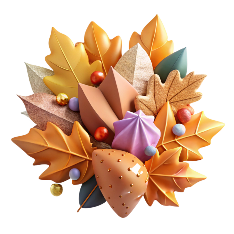 wonderful creative Autumn Leaves Pile Various Colors Isolated detailed png