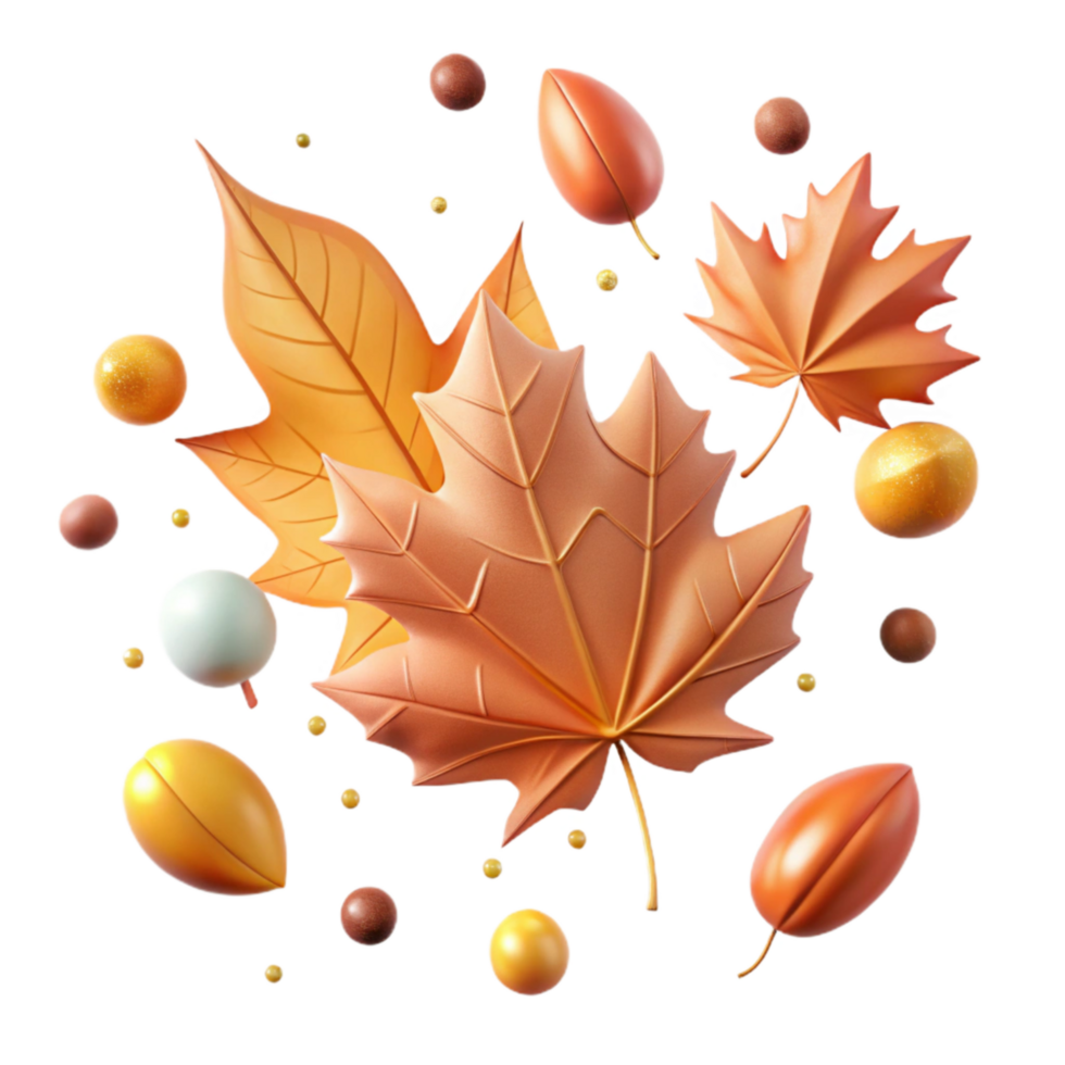 beautiful artistic Autumn Leaves Scattered Cutout Transparent Background high resolution png