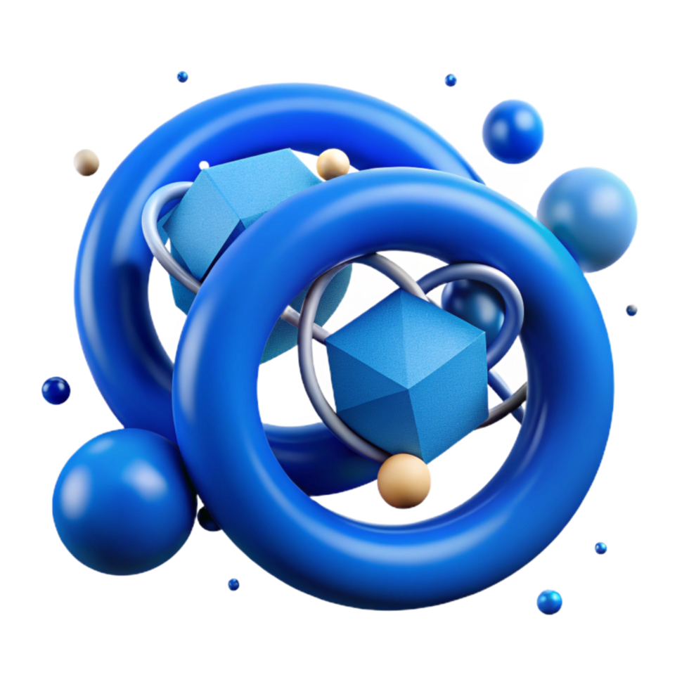 serene creative Azure Blue Connected Circles with Transparent Background genuine png