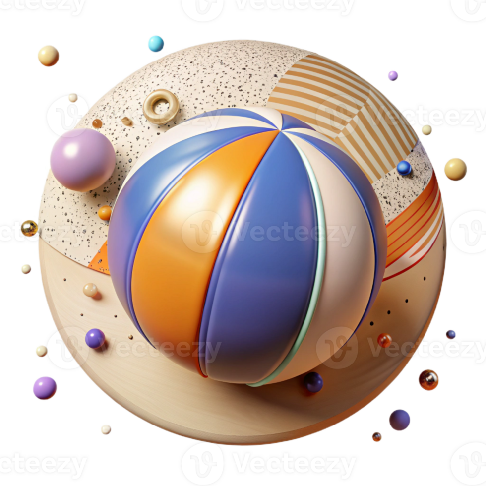 serene rustic Beach Ball Isolated with Colorful Stripes professional png