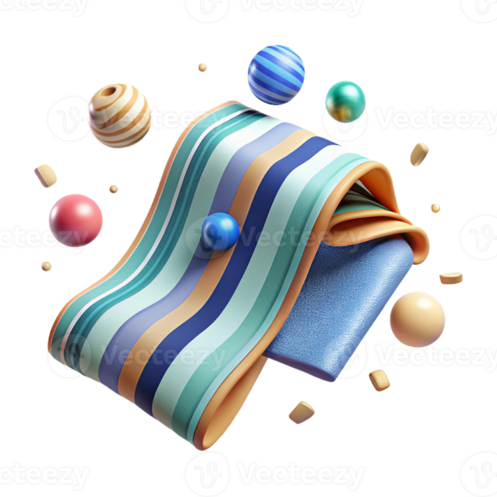 elegant traditional Beach Towel Isolated Element with Stripes exclusive png