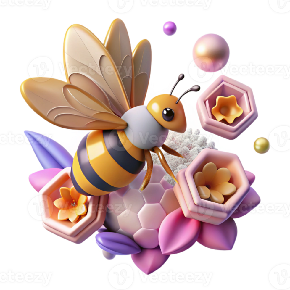 stunning minimalist Bee Flying Near Flower Cutout authentic png