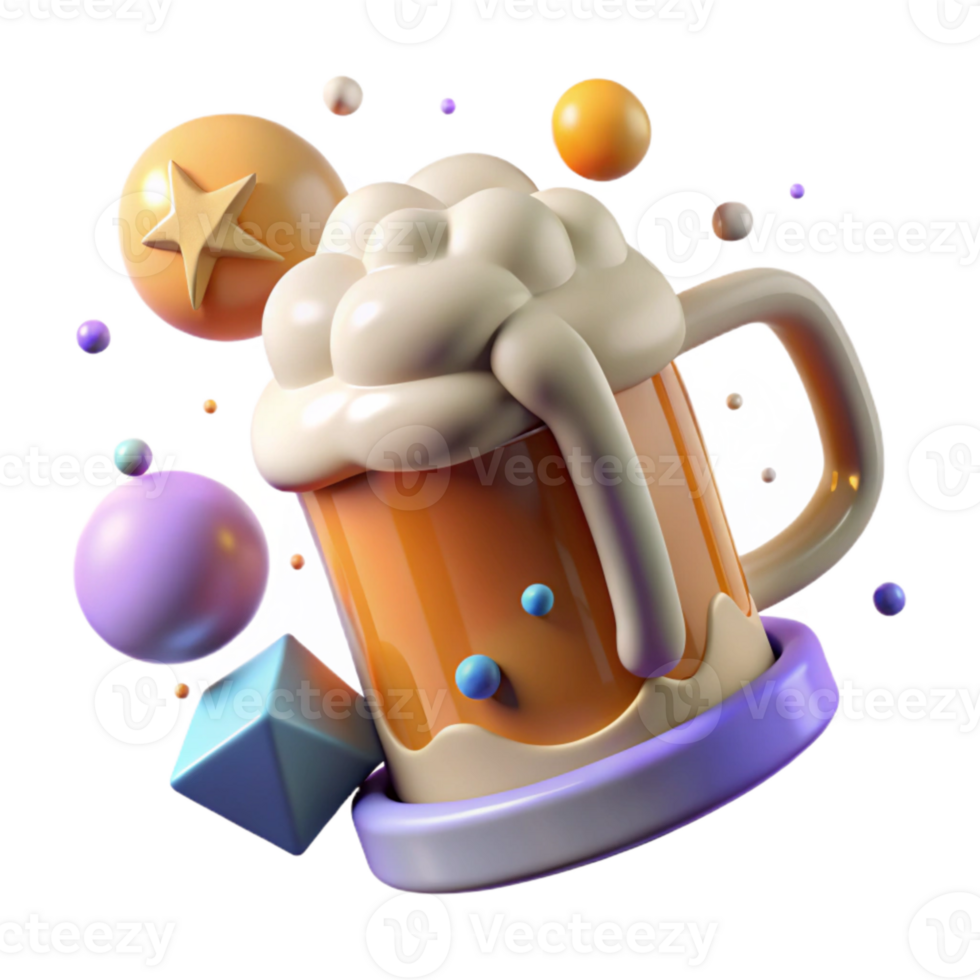 magnificent abstract Beer Mug Side View with Frothy Head Cutout high quality png