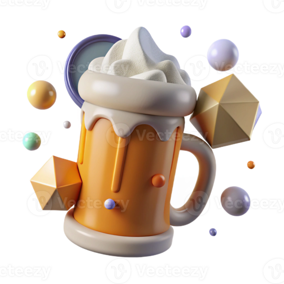 wonderful vintage Beer Mug Side View with Frothy Head Cutout png