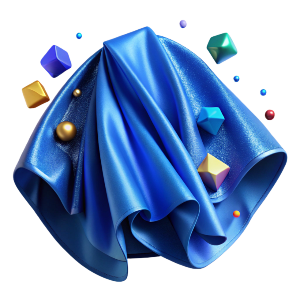 vibrant classic Blue Fabric Texture Close Up Transparent Background detailed png