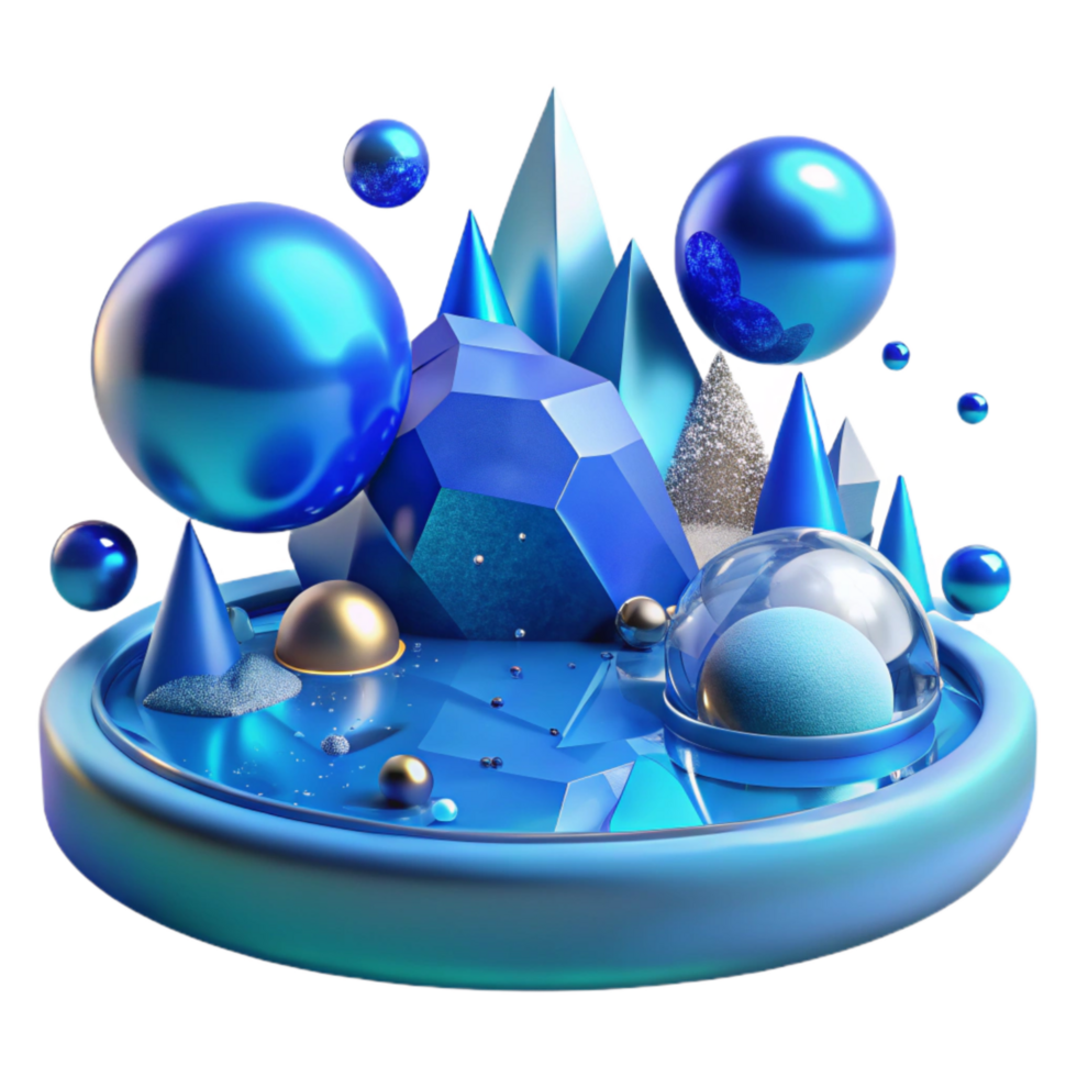 beautiful minimalist Blue Lake Reflection Transparent Background high resolution png