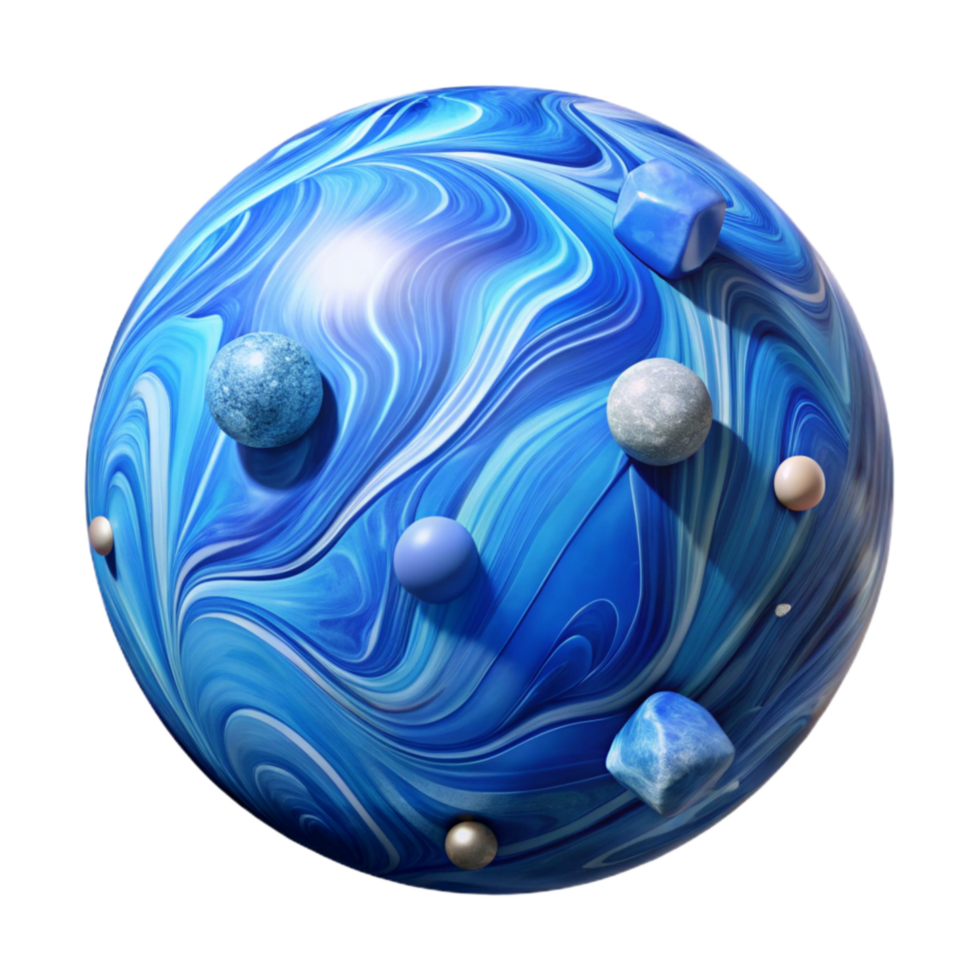 magnificent abstract Blue Marble Texture Transparent Background Element png