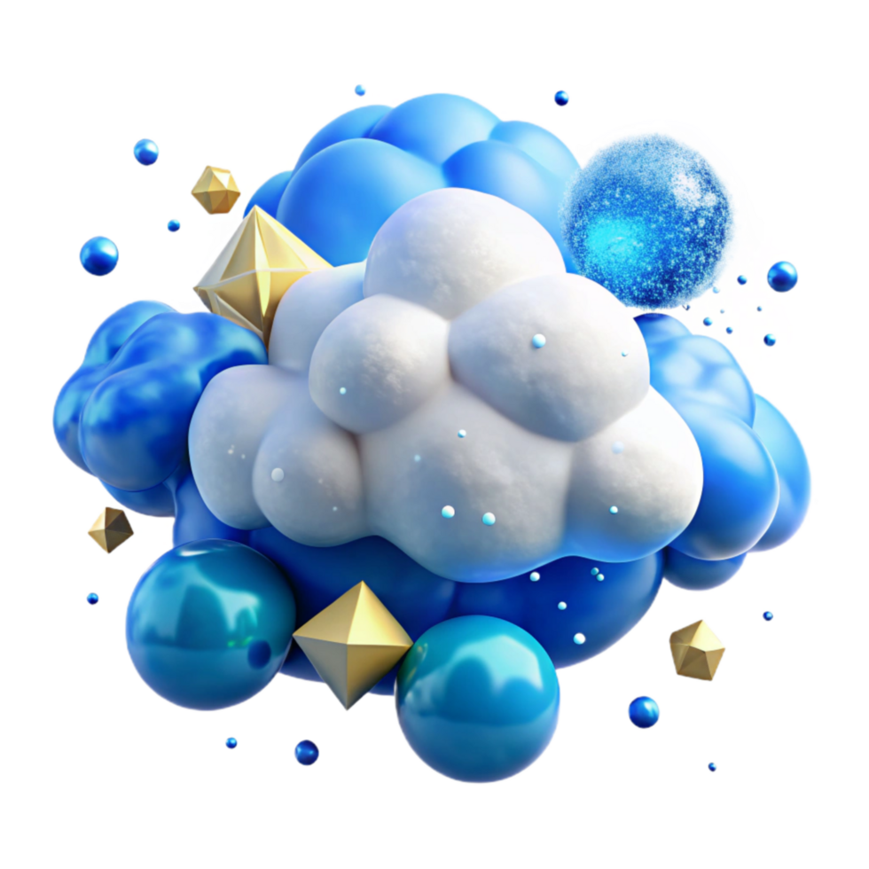 vibrant abstract Blue Sky with Fluffy Clouds Isolated exclusive png