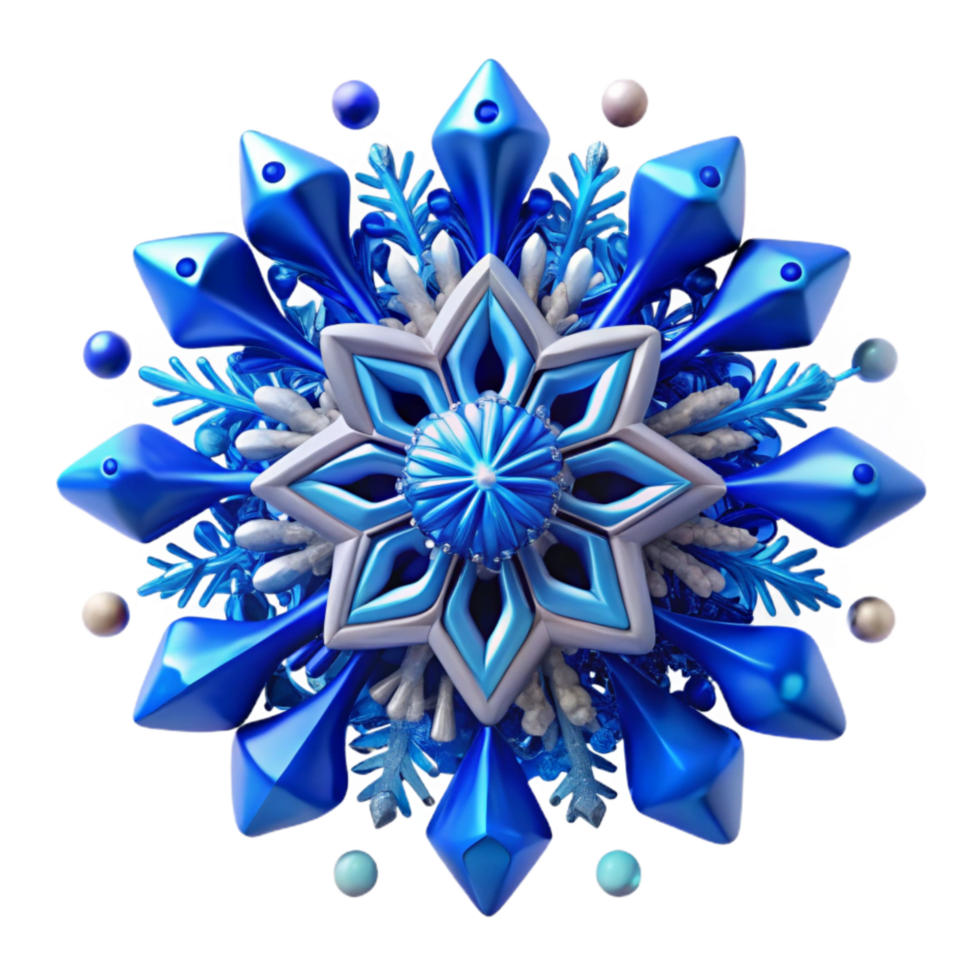 impressive rustic Blue Snowflake Intricate Design Transparent Background png
