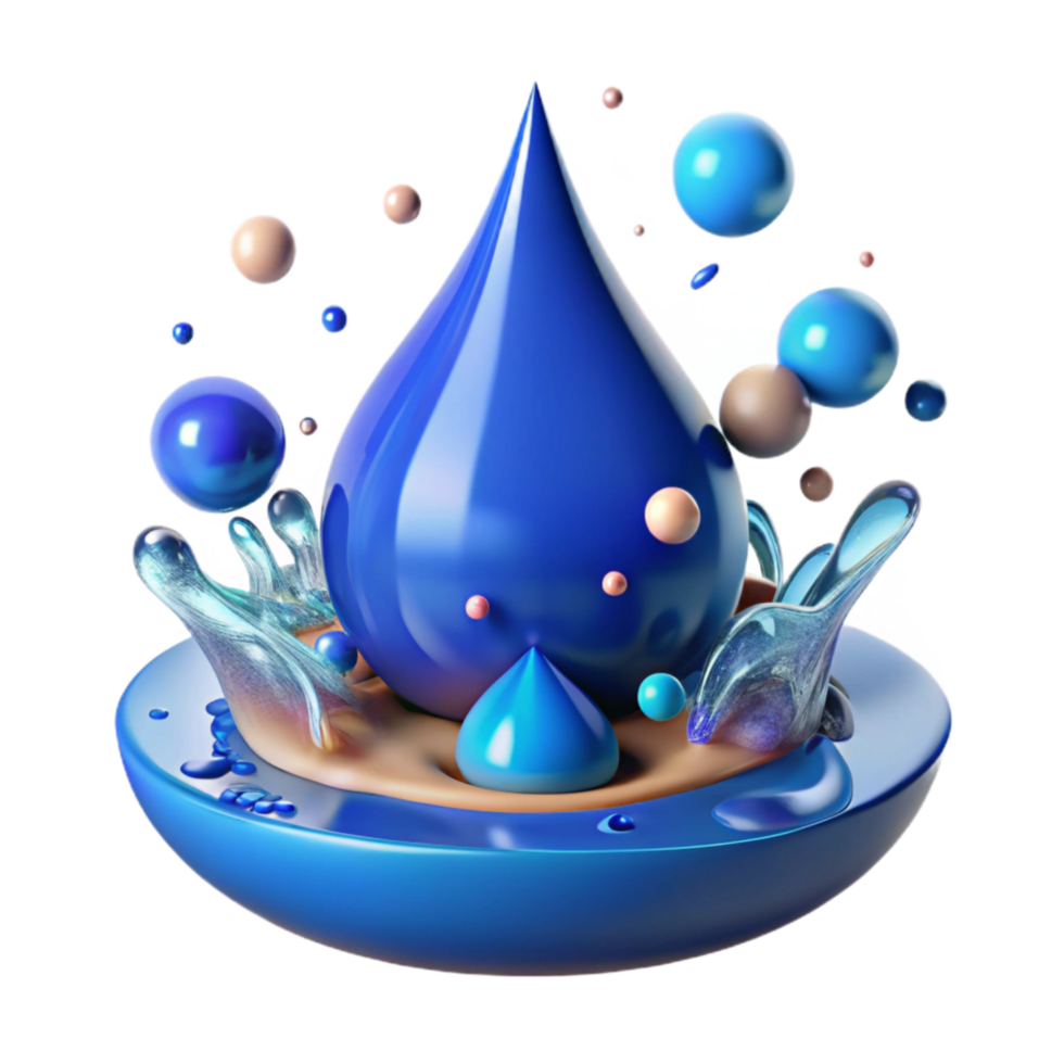 dramatic modern Blue Water Drop Splashing Ripple Effect Cutout authentic png