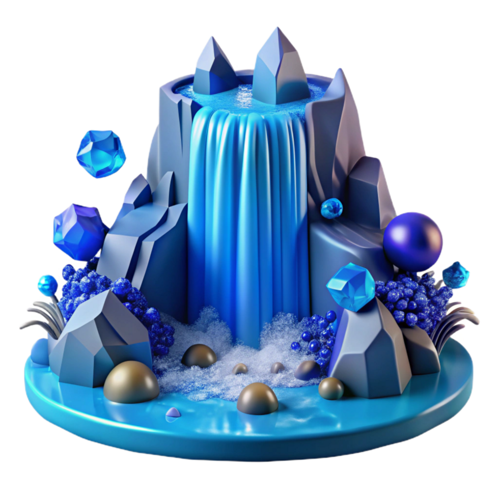 beautiful classic Blue Waterfall Cascade Transparent Background detailed png