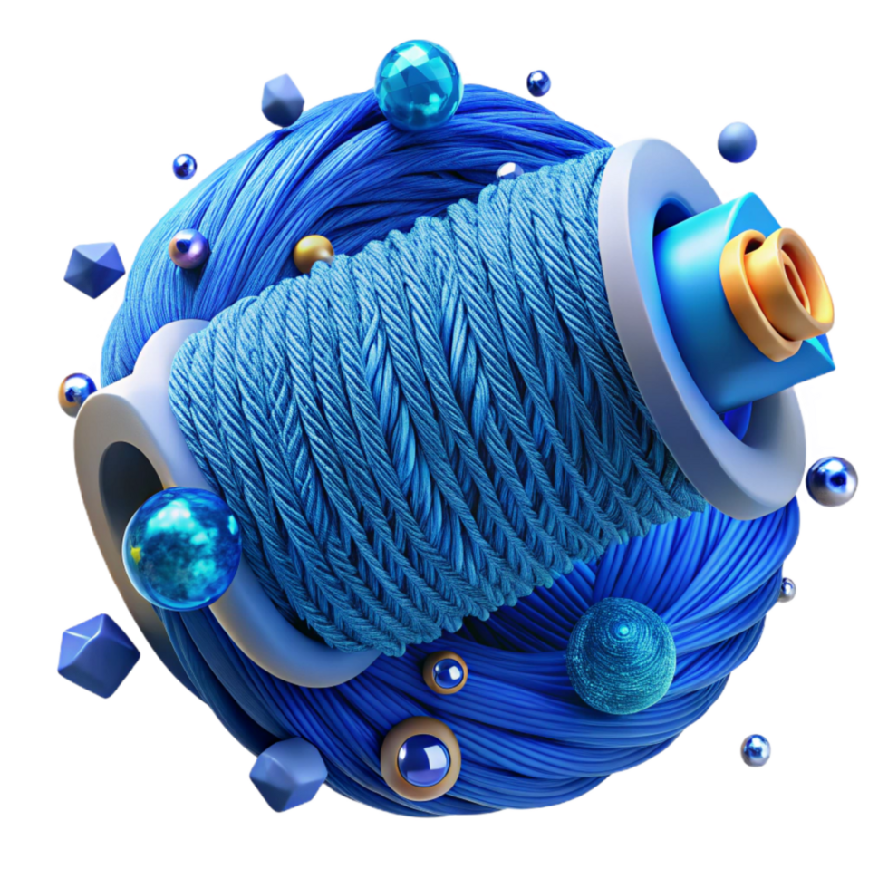 dramatic rustic Blue Thread Microscopic View Transparent Background high resolution png