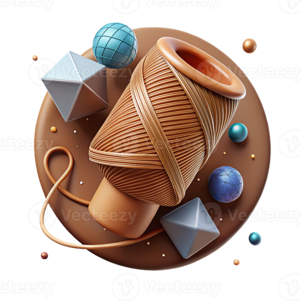 serene artistic Brown Thread with Cool Lighting Cutout professional png