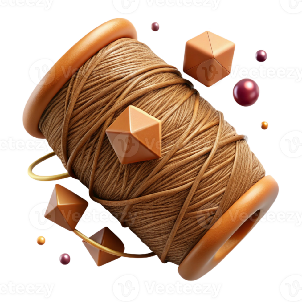 serene artistic Brown Thread with Rustic Texture Cutout high resolution png