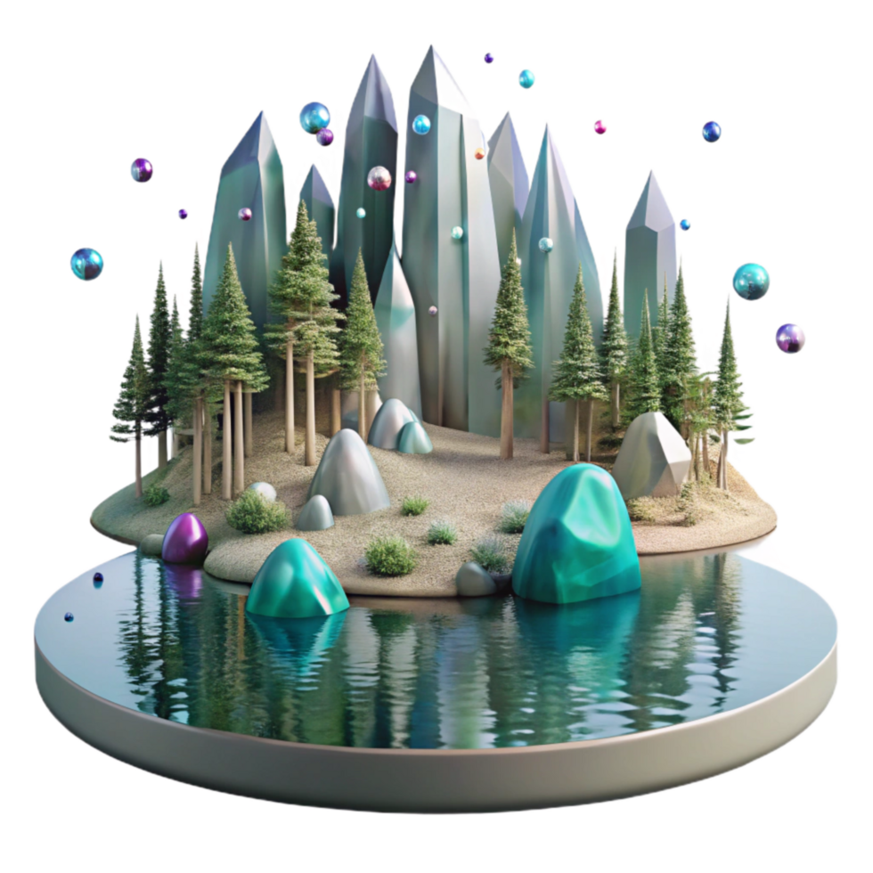 elegant vintage Calm Lake Reflection of Trees Cutout Transparent Background exclusive png