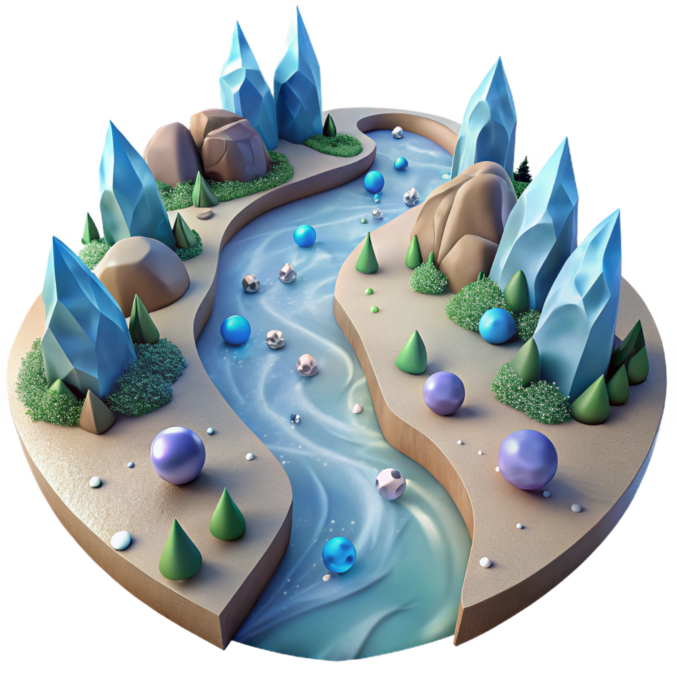 extraordinary minimalist Calm River Flowing Through Valley Cutout Transparent Background png