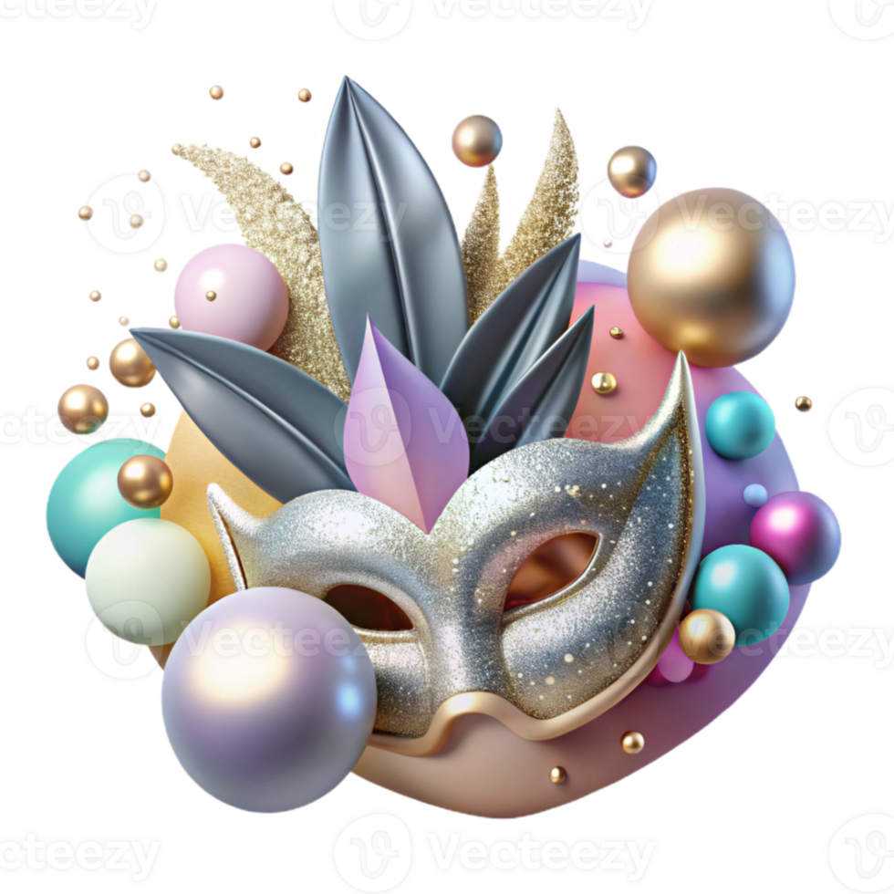 stunning modern Carnival Mask with Glitter Detail Cutout premium png