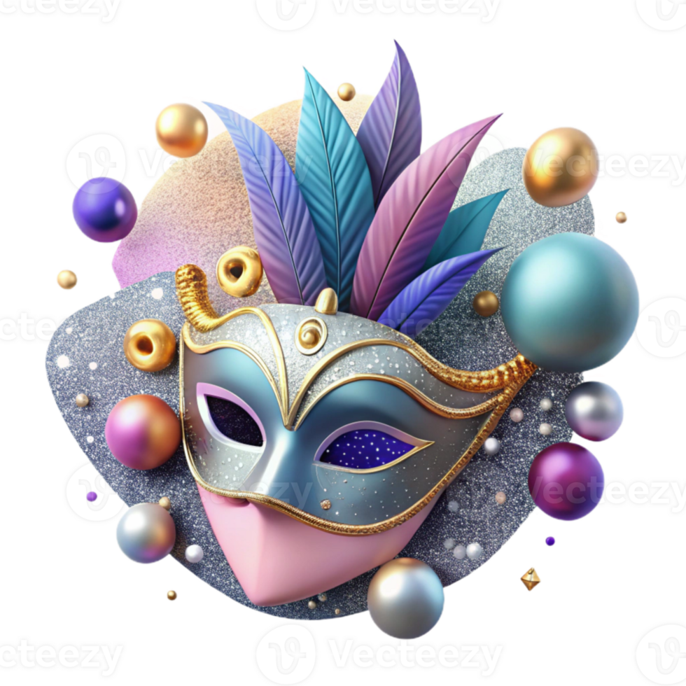elegant contemporary Carnival Mask with Glitter Detail Cutout high quality png