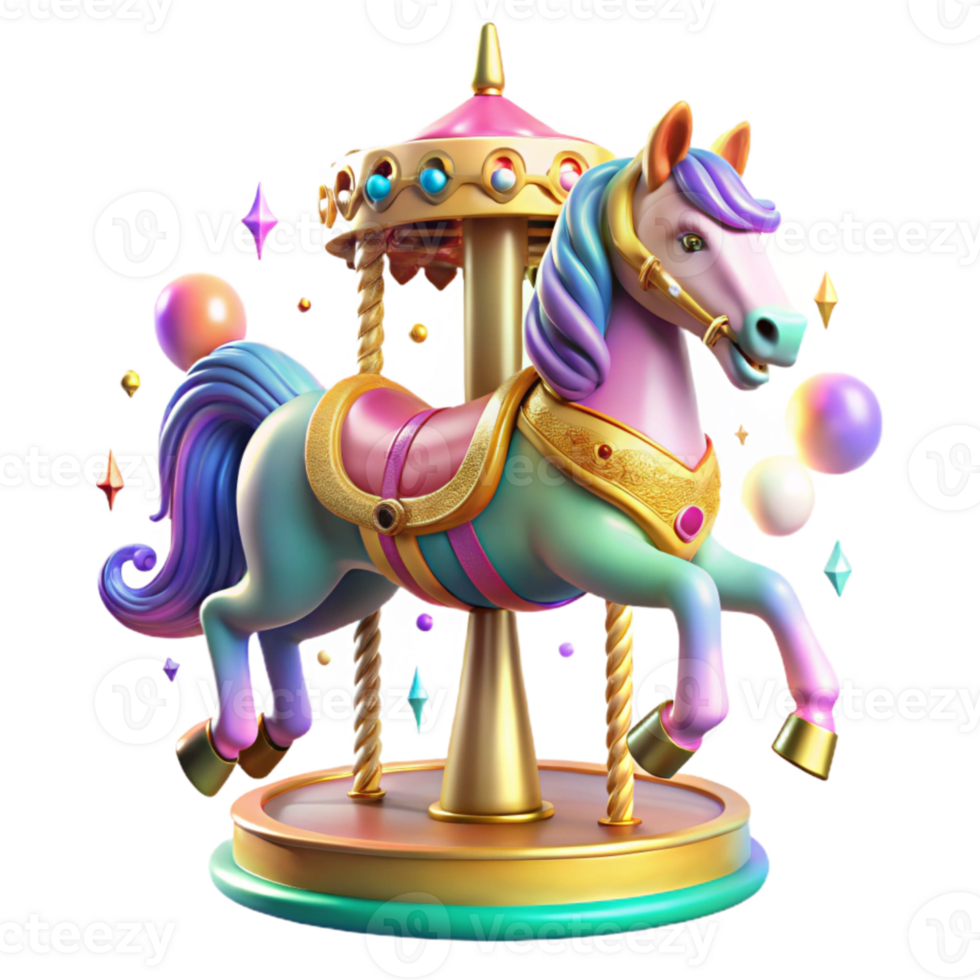 serene abstract Carousel Horse with Bright Colors Isolated Element png