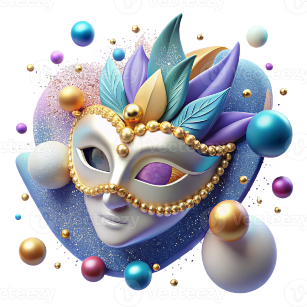 serene creative Carnival Mask with Glitter Detail Cutout premium png