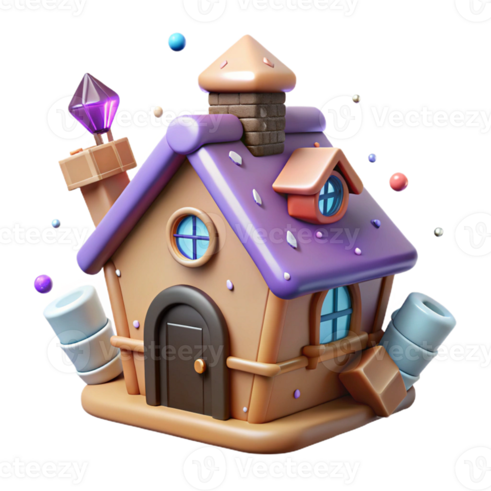 wonderful traditional Cartoon House Cutout with Chimney and Windows premium png