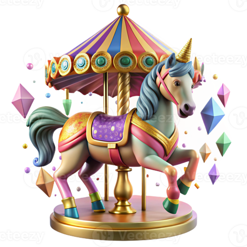 magnificent traditional Carousel Horse with Bright Colors Isolated Element detailed png