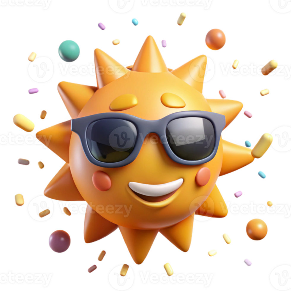 serene minimalist Cartoon Sun Isolated with Smiling Face Detail premium png