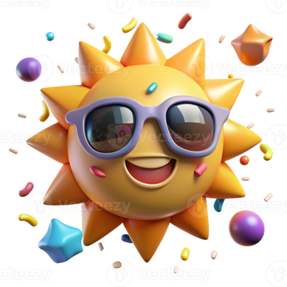 dramatic rustic Cartoon Sun Isolated with Smiling Face Detail genuine png