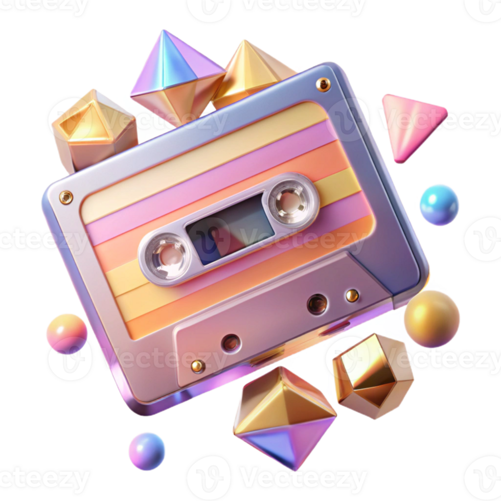 vibrant artistic Cassette Tape Retro Style Transparent Element high quality png