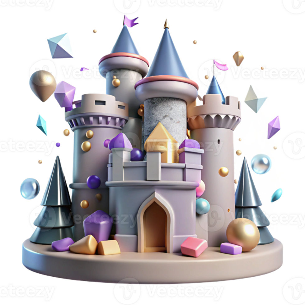 impressive modern Castle Cutout with Tower and Walls authentic png
