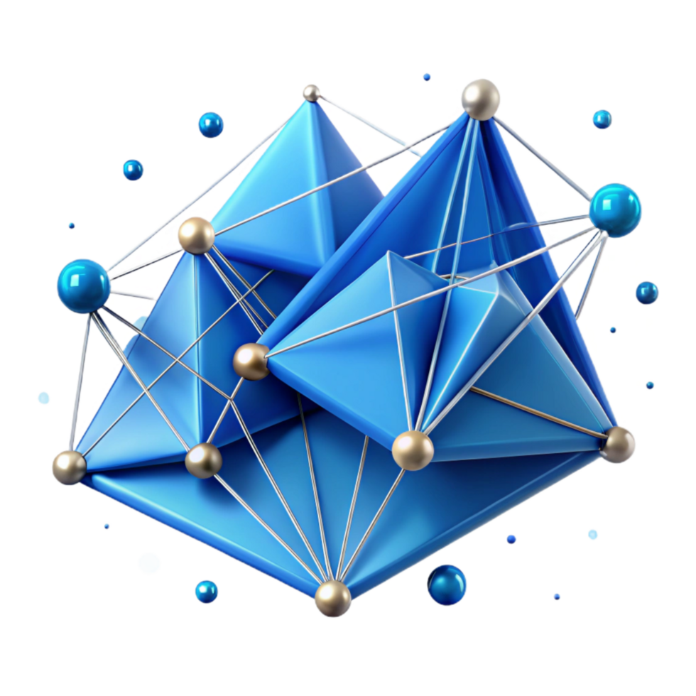 elegant contemporary Cerulean Blue Connected Triangles with Transparent Background genuine png