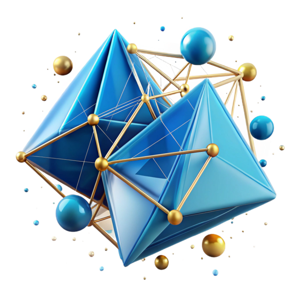 wonderful artistic Cerulean Blue Connected Triangles with Transparent Background high resolution png