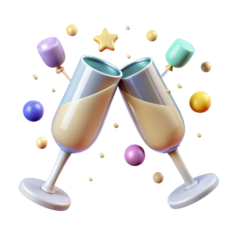extraordinary contemporary Champagne Glasses Toasting Transparent Element detailed png