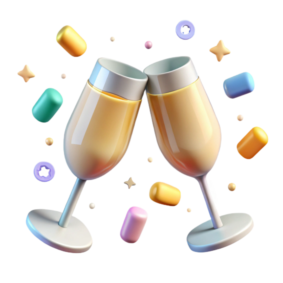magnificent minimalist Champagne Glasses Toasting Transparent Element professional png