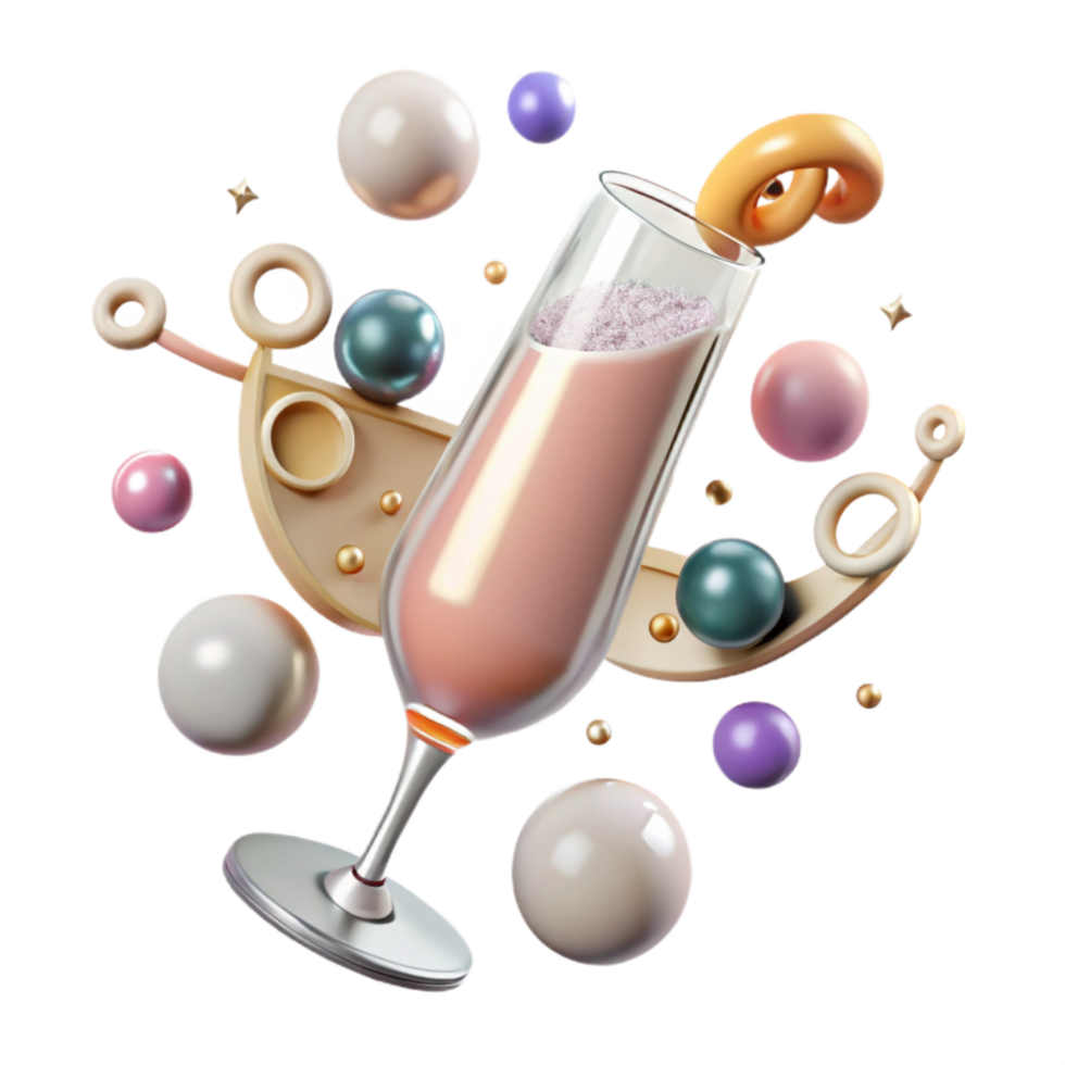 impressive classic Champagne Flute Top View with Bubbles Isolated high resolution png