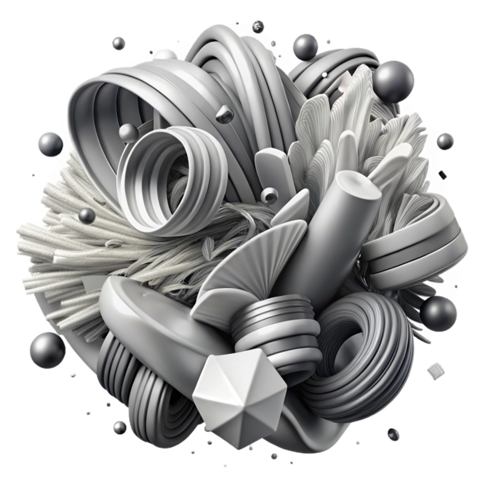 wonderful rustic Chaotic Brushstrokes in Monochrome Cutout high quality png