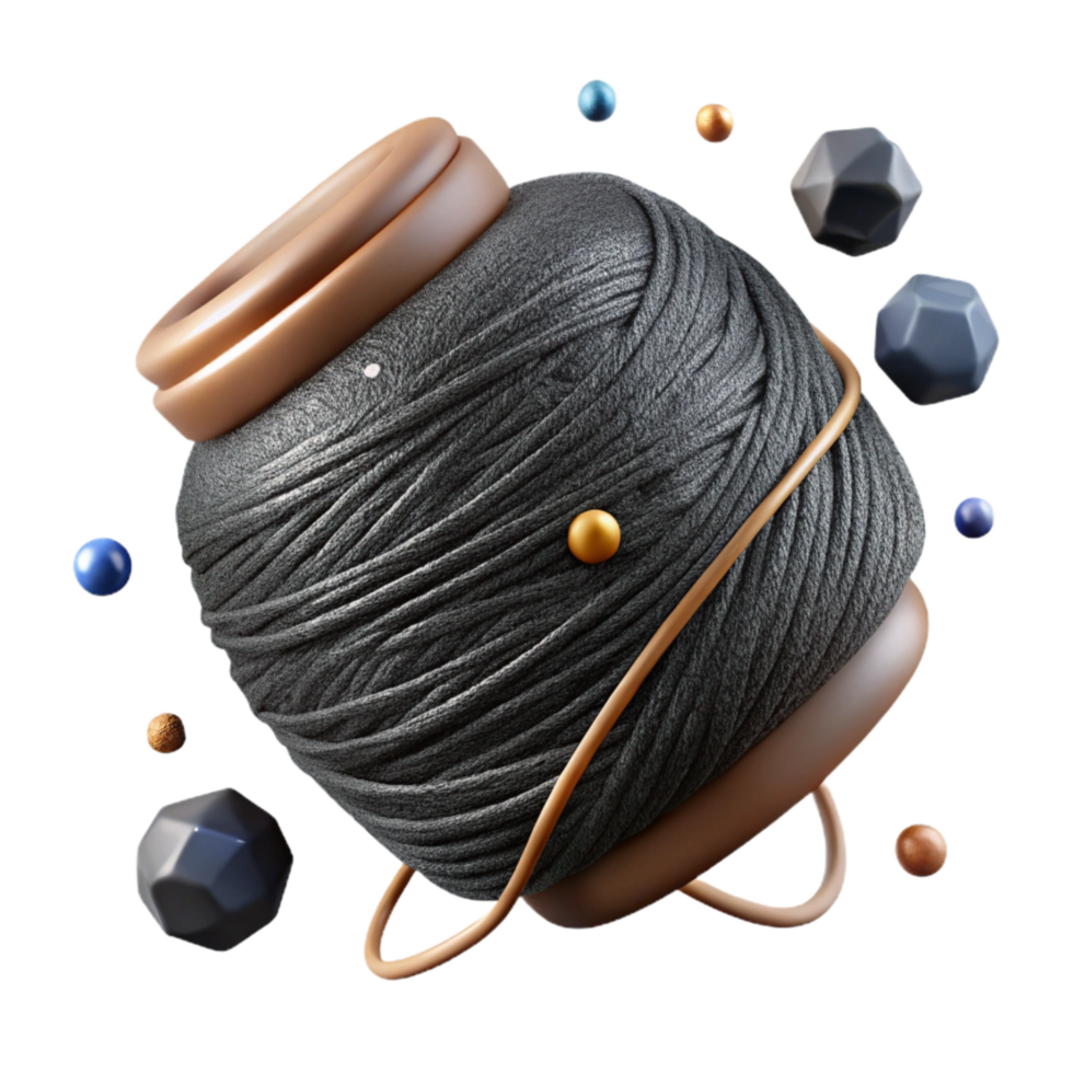 serene creative Charcoal Black Thread Cutout Transparent Background Matte genuine png