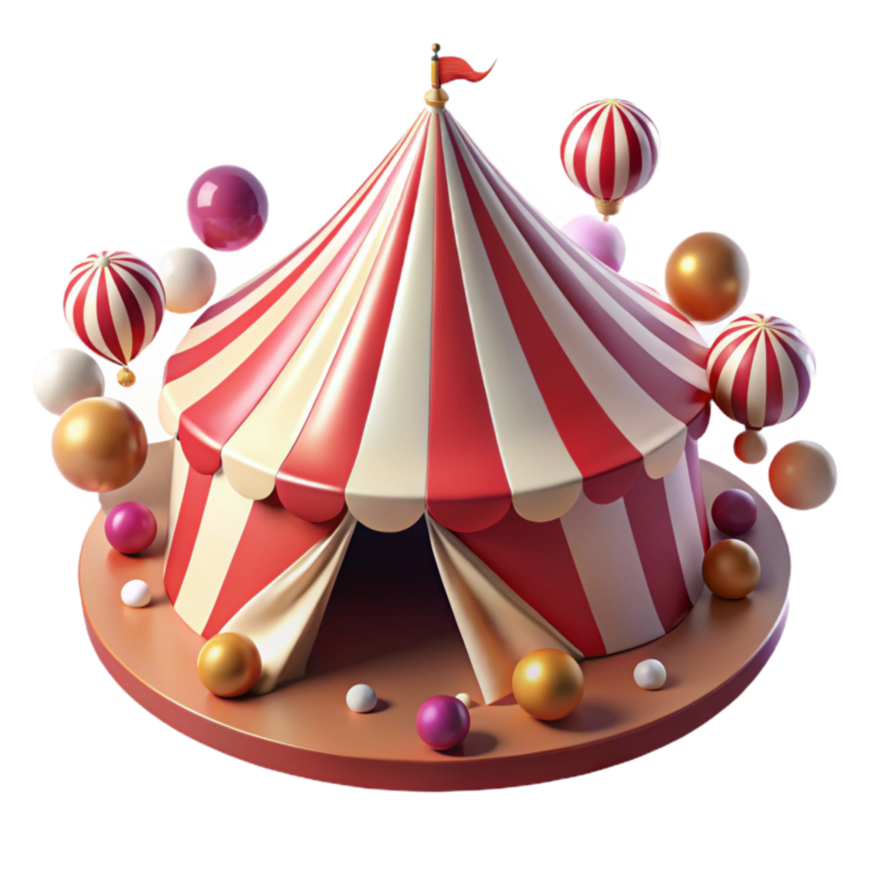 elegant minimalist Circus Tent with Stripes Isolated Element professional png