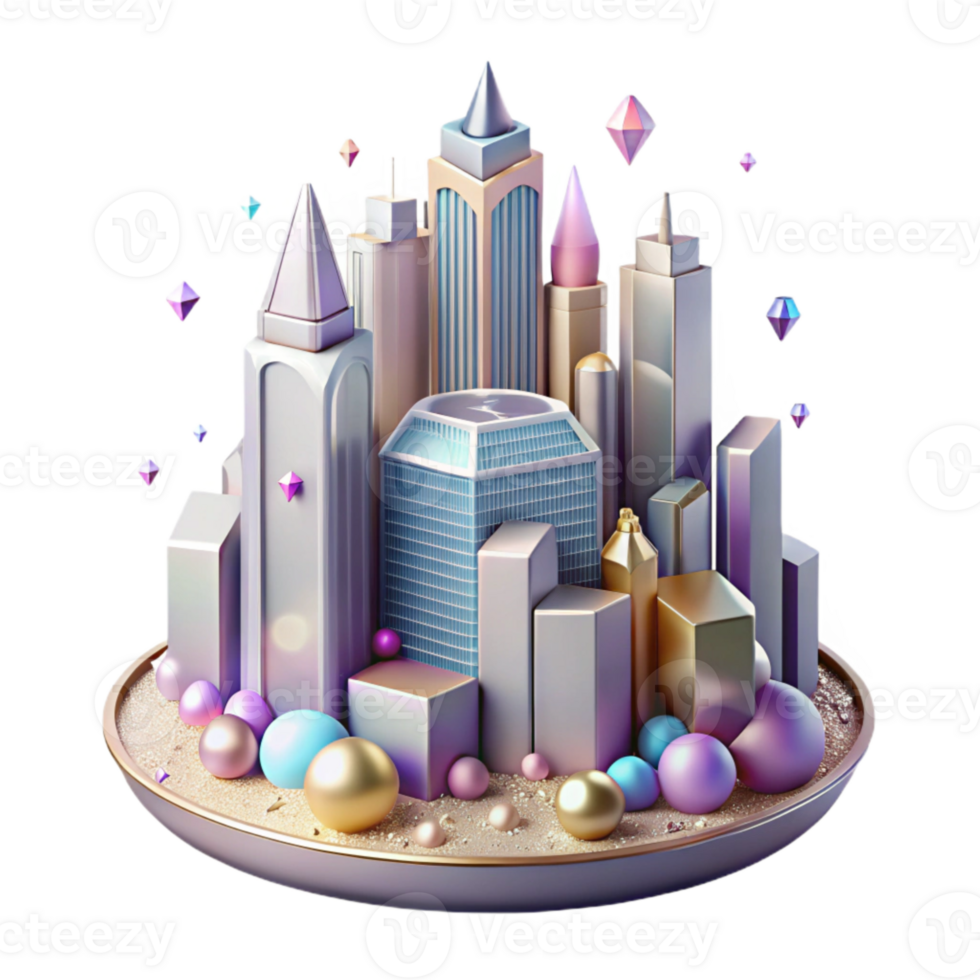 impressive creative Cityscape Silhouette Isolated Element with Tall Buildings detailed png