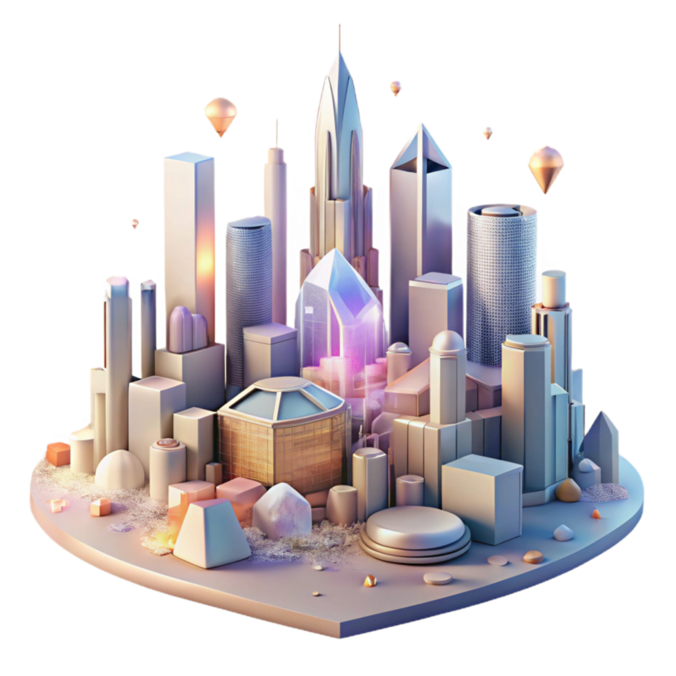 vibrant rustic City Skyline at Dawn Transparent genuine png