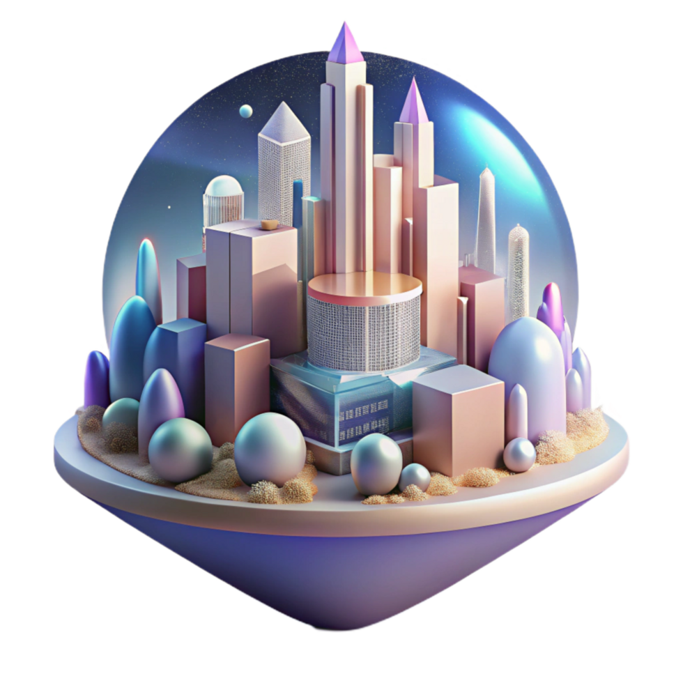 beautiful minimalist City Skyline Day to Night Transition Isolated Element authentic png