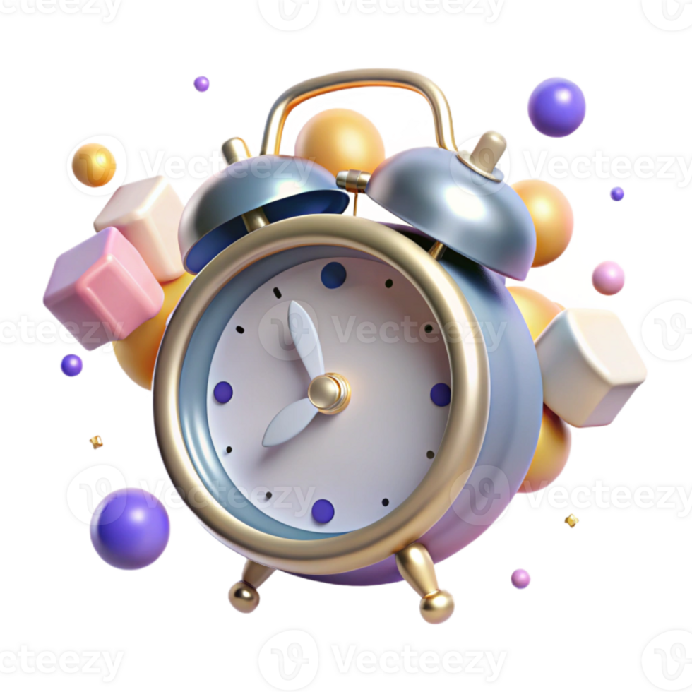 serene traditional Classic Alarm Clock Front View Transparent Background Cutout authentic png