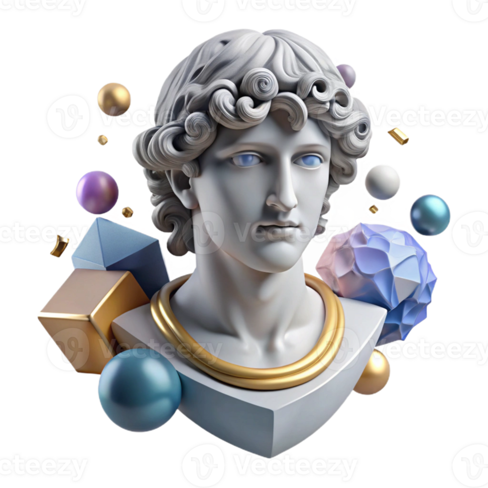 stunning vintage Classical Bust Sculpture Cutout with Marble Texture professional png